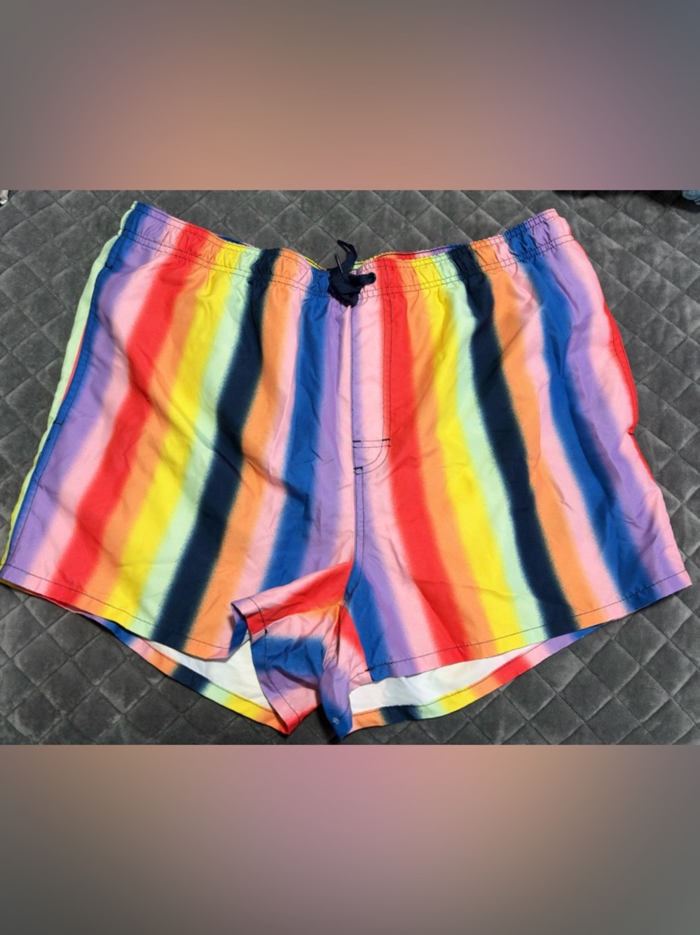 Old Navy Rainbow Stripe Men’s Swim Board Shorts - Multicolor